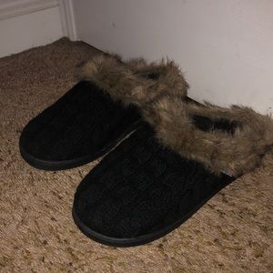 muk luks black slippers